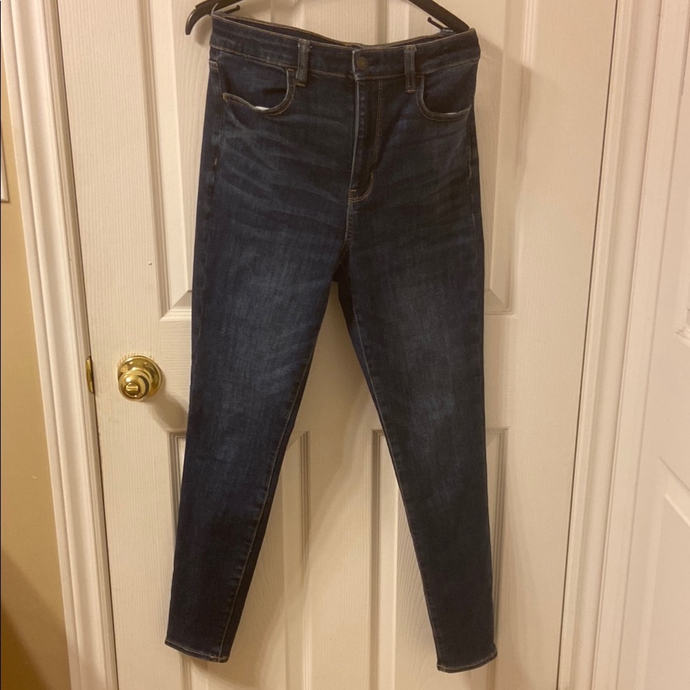 American Eagle Outfitters Blue Skinny Jeans High-Rise Stretch - Picture 1 of 5